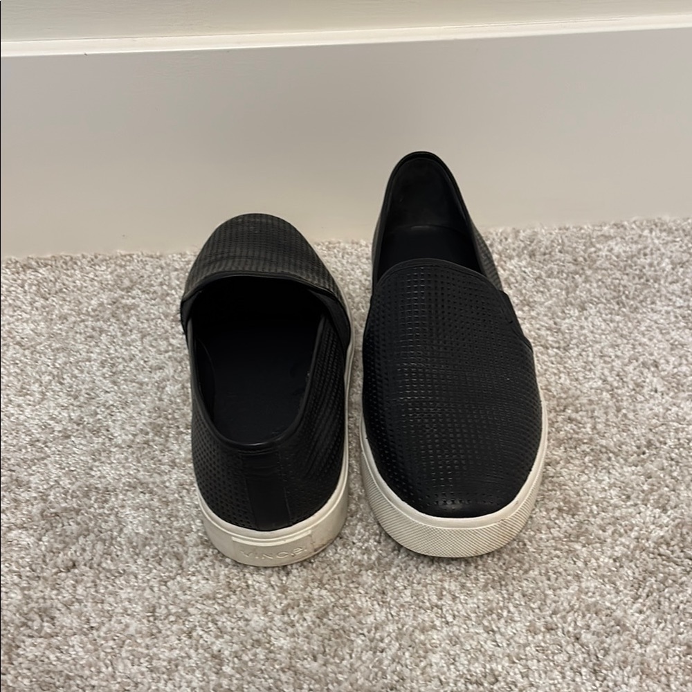 Vince Black and White Slip-On Loafers
